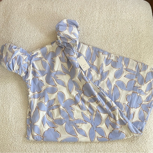 A New Day Blue and Cream Cottagecore Leaf Print Midi Dress Bohemian - Picture 2 of 10